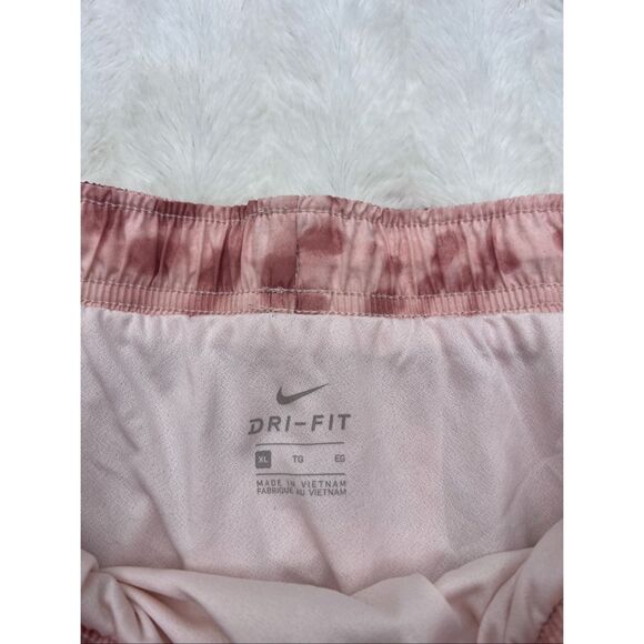 Nike Dri Fit Womens Size XL Athletic Running Shorts Peachy Pink Tie Dye Look - Picture 2 of 4
